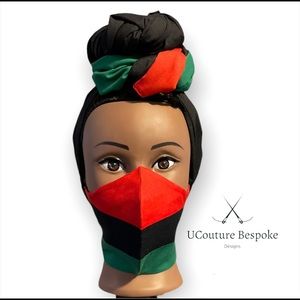 Custom handmade 100% cotton Full headwrap and mask set